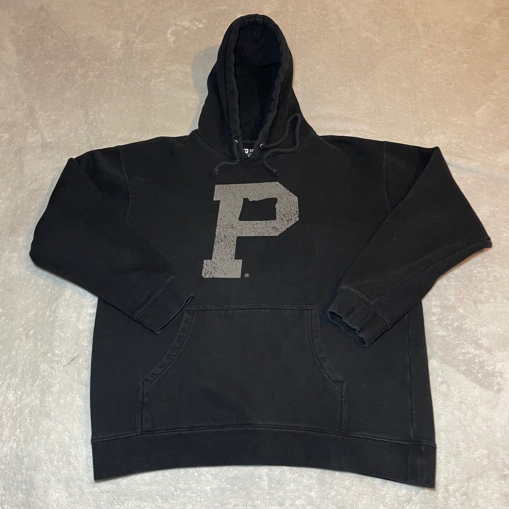 Portland Gear Hoodie Mens Large Black P Logo Graphic Pullover Sweatshirt Casual
